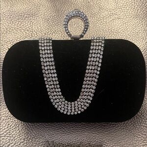 Elegant Black Clutch with Rhinestone Detailing